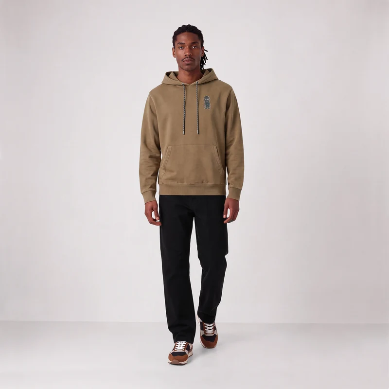 Sweat à capuche en coton molleton marron caramel broderie Pilote SBPLAY