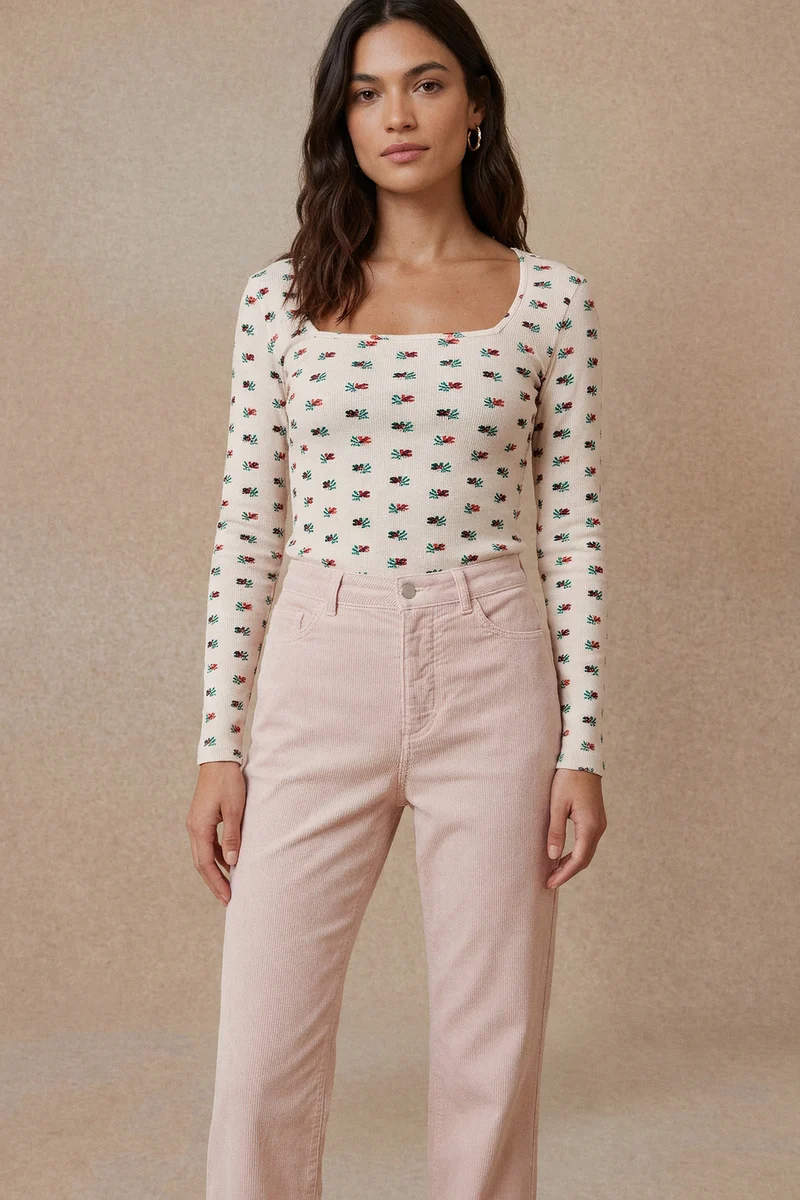 Pantalon Idéaliste en velours Rose Poudré