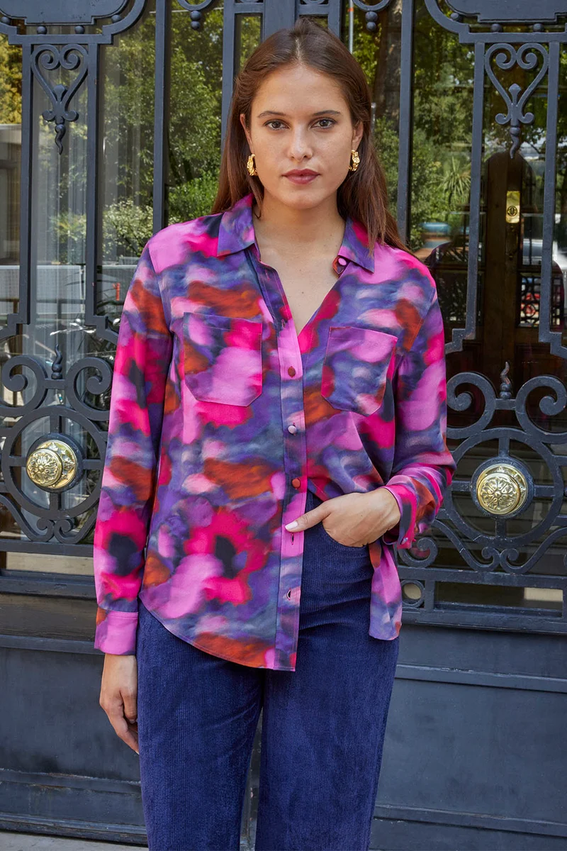 Chemisier en soie Flora Pivoine