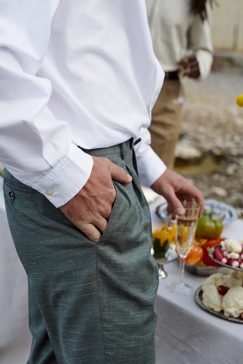 Pantalon à pinces léger vert