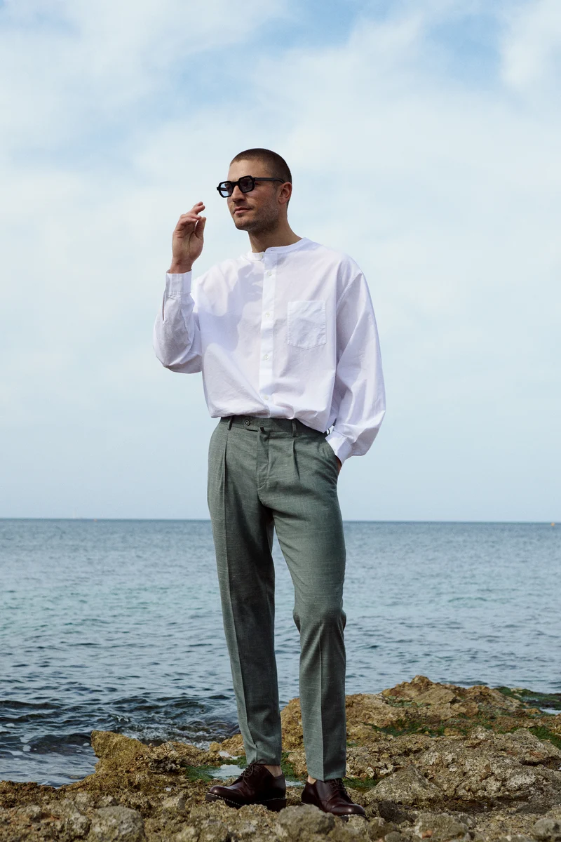 Pantalon à pinces léger vert