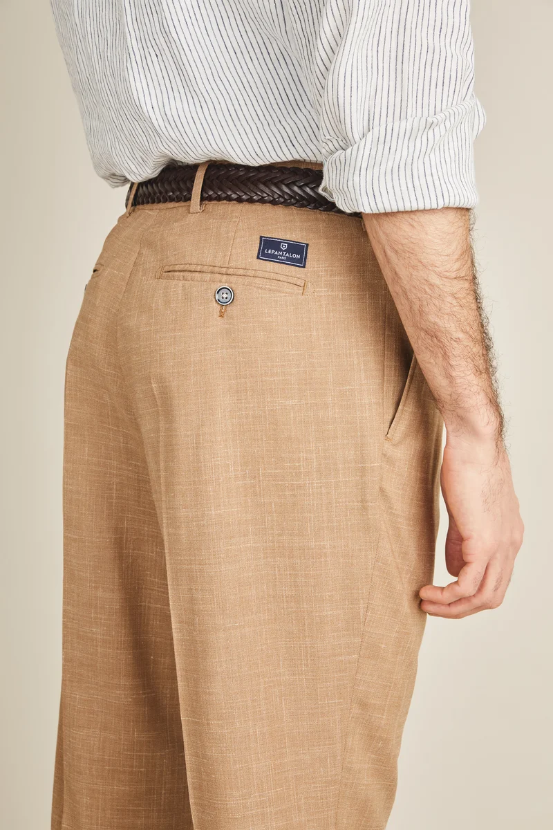 Pantalon à pinces léger brun
