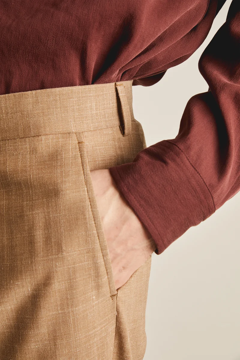 Pantalon à pinces léger brun