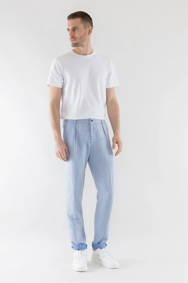 Pantalon à pinces léger bleu ciel