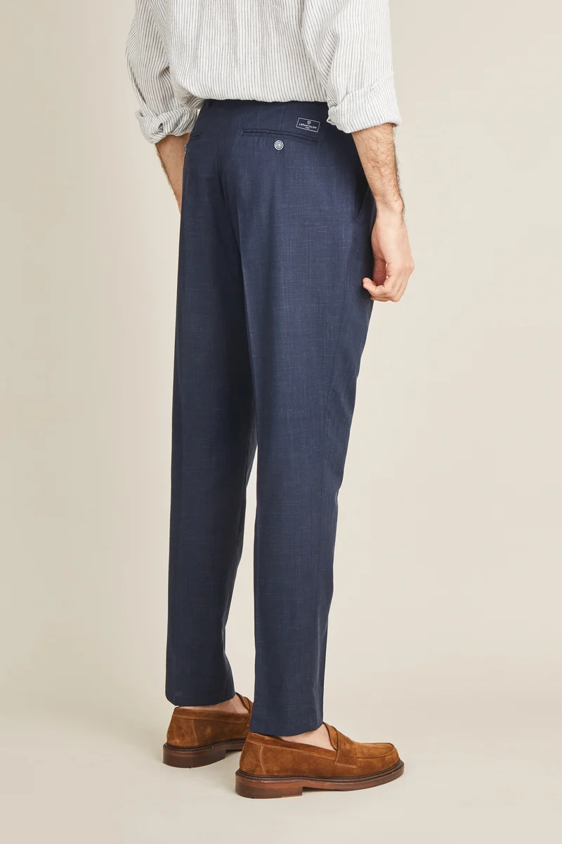 Pantalon à pinces léger bleu marine