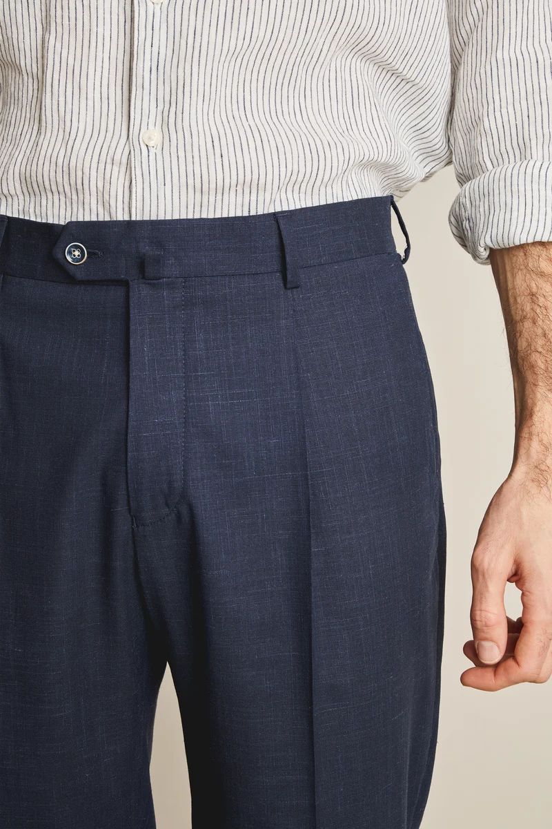Pantalon à pinces léger bleu marine