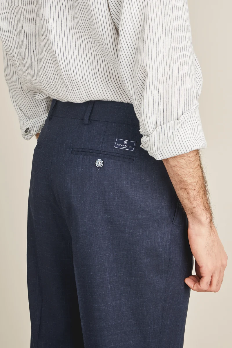 Pantalon à pinces léger bleu marine