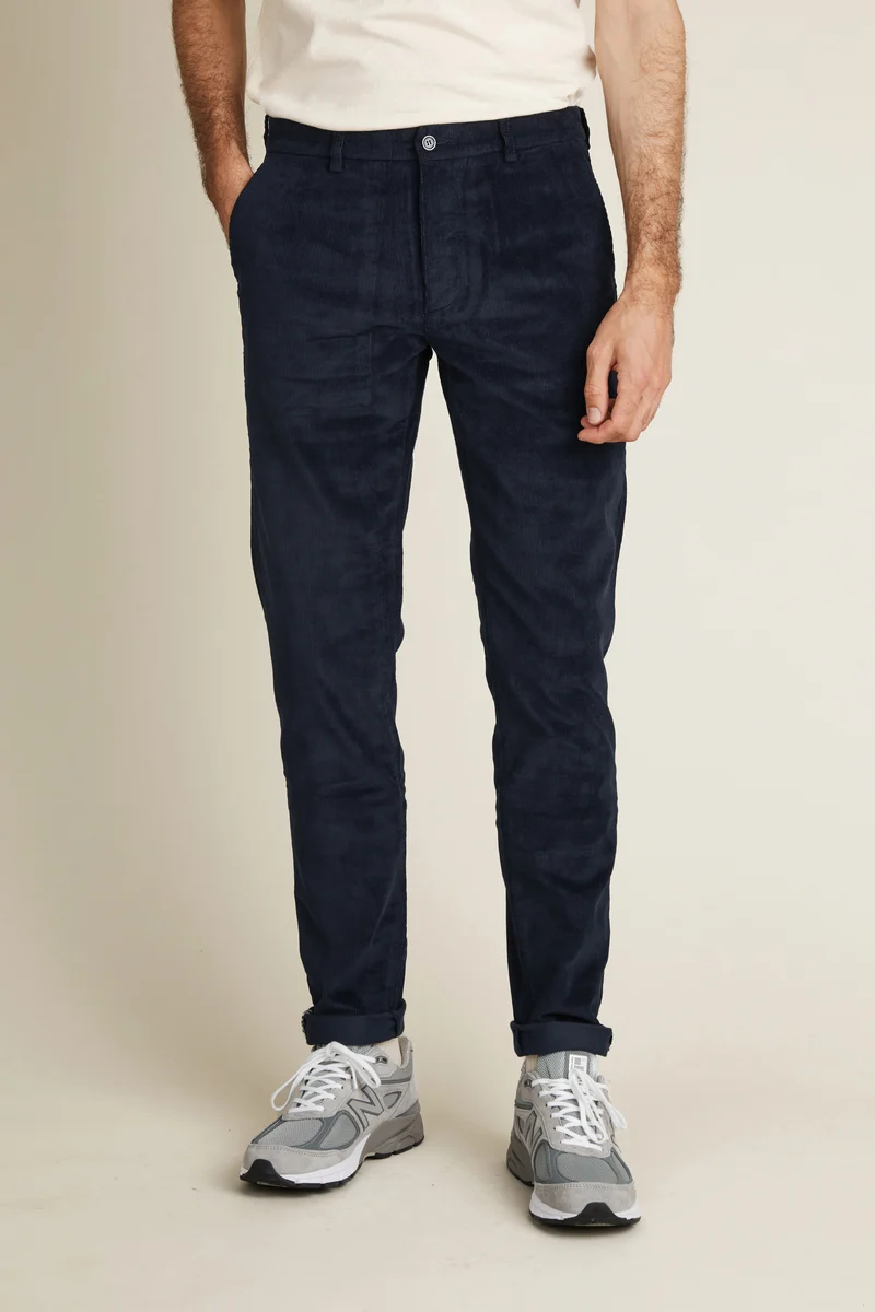 Chino velours bleu marine