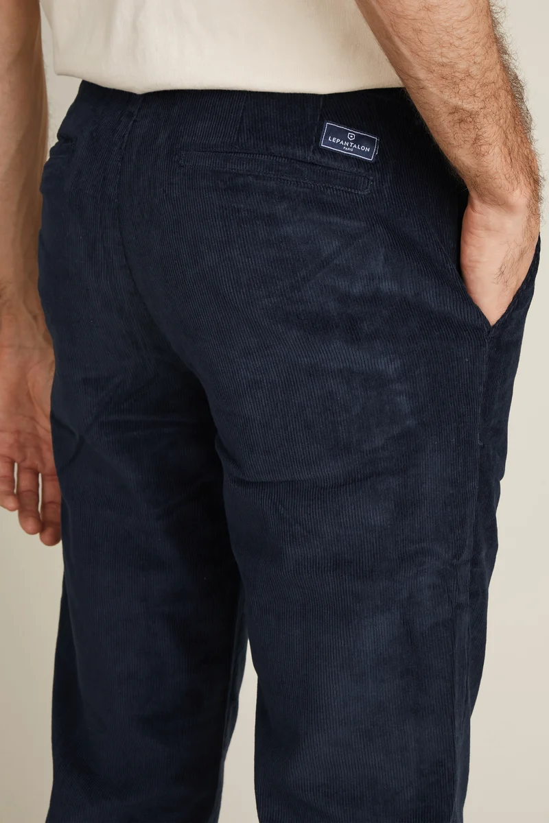 Chino velours bleu marine