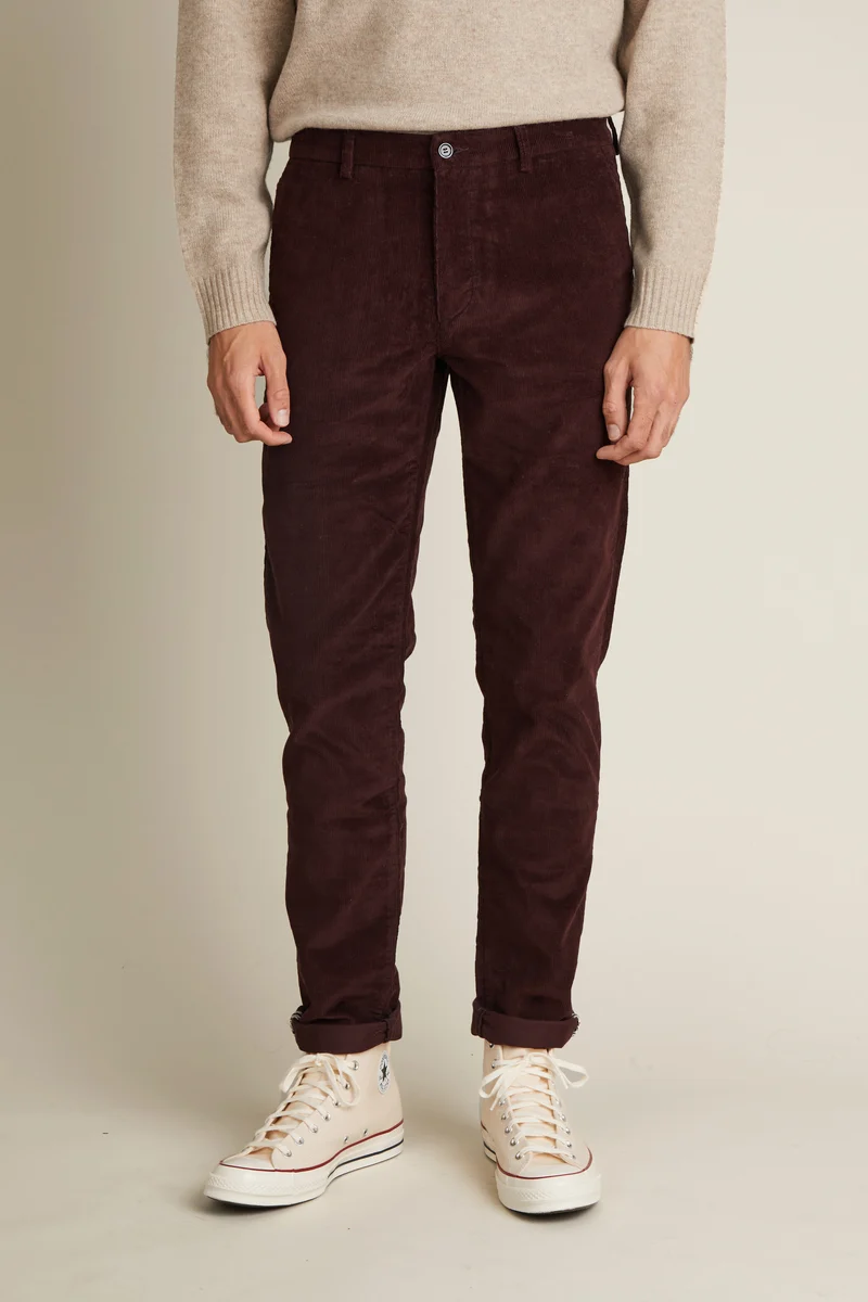 Chino velours bordeaux