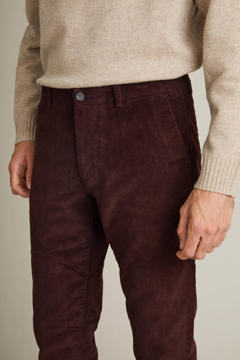 Chino velours bordeaux