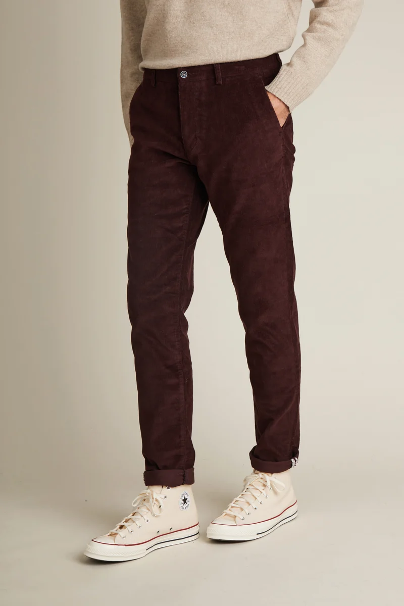 Chino velours bordeaux