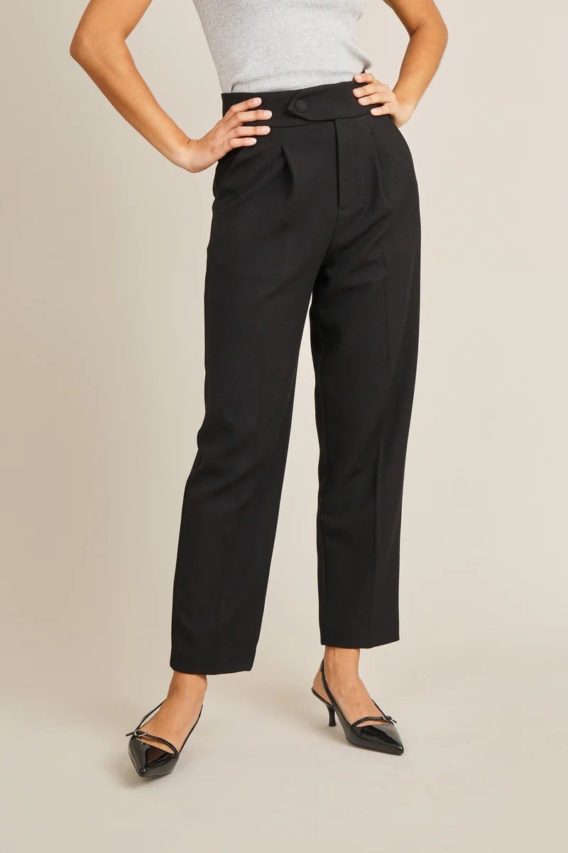 Pantalon cigarette crêpe noir