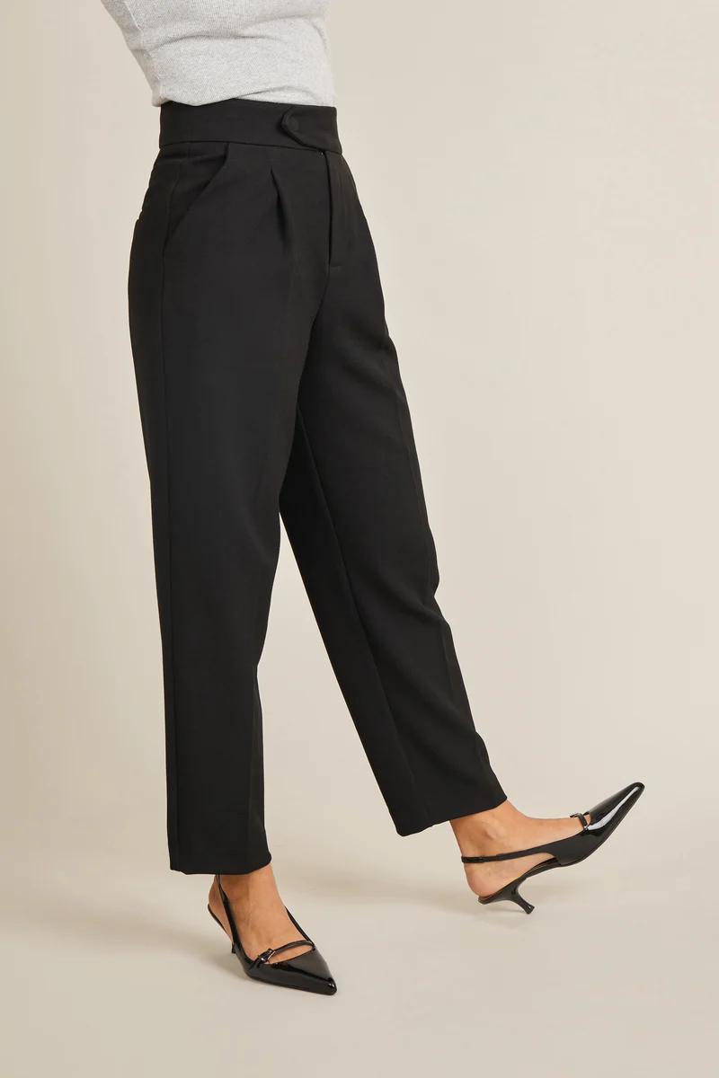 Pantalon cigarette crêpe noir