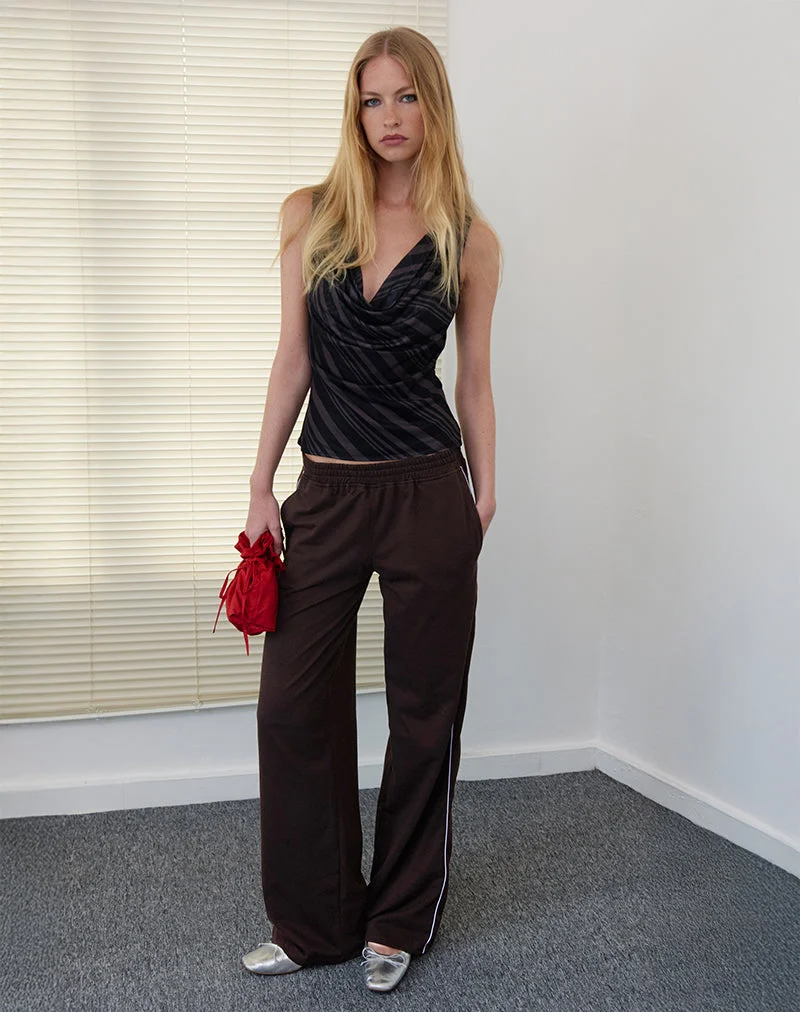 Jogger Benton en chocolat amer avec reliure violette