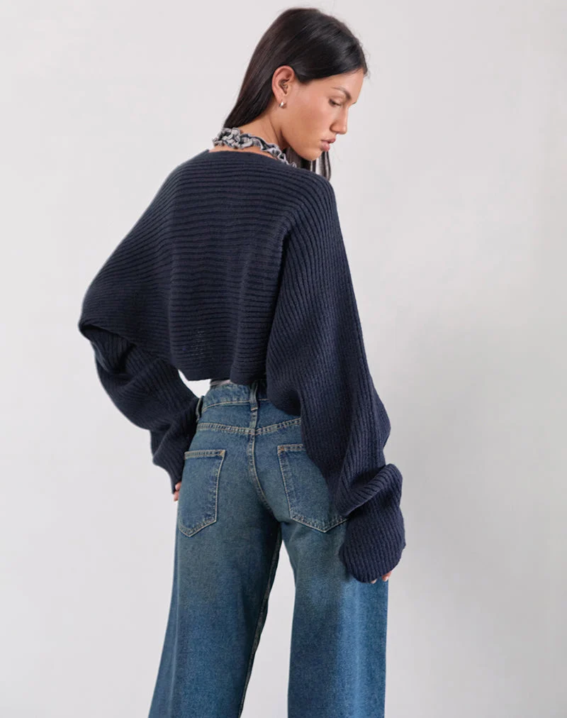 Cache-nez Nuria en bleu marine