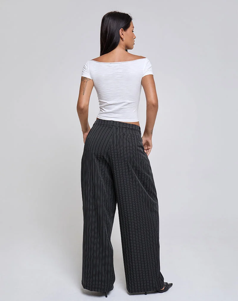 Pantalon à plis Syra, à rayures, noir