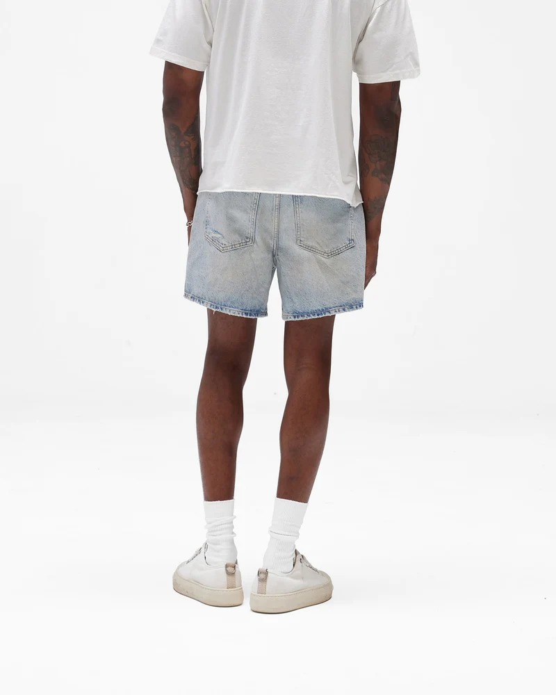 Busy Doing Nothing Denim Short - Dusty Blue