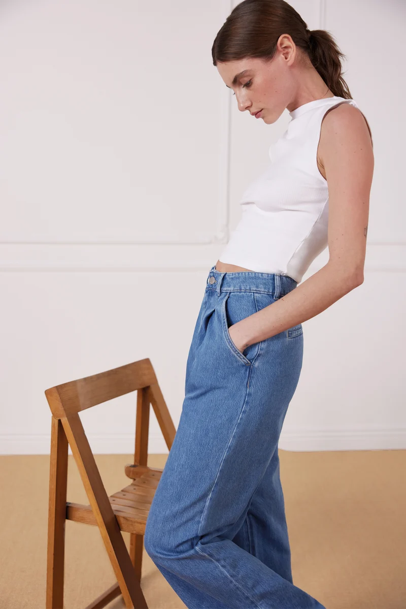 Pantalon à pinces middle blue