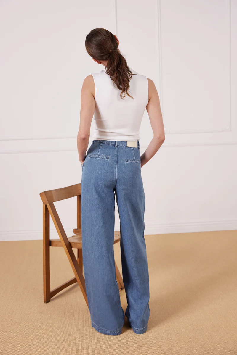 Pantalon à pinces middle blue