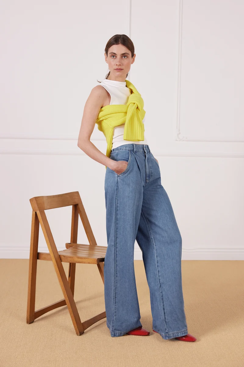 Pantalon à pinces middle blue
