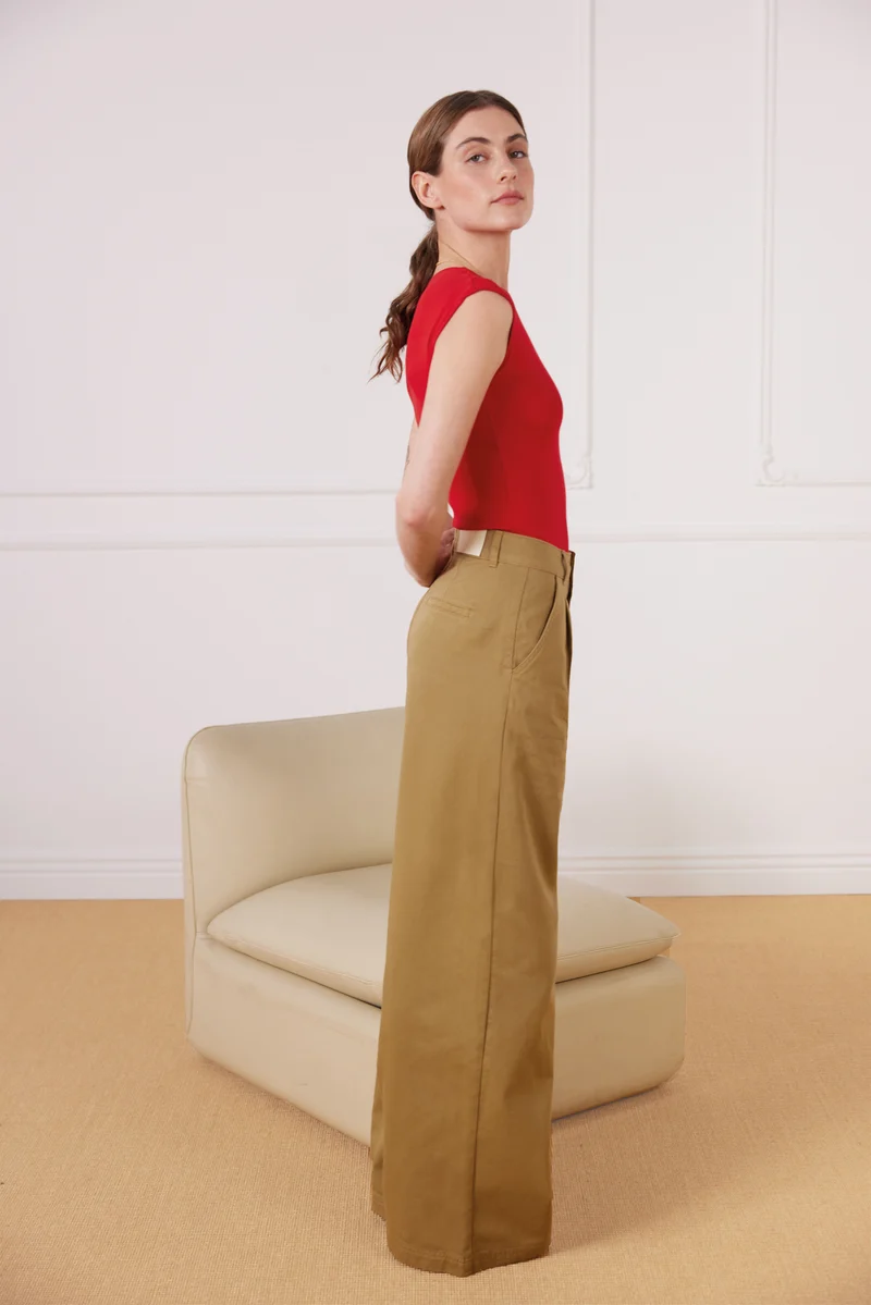 Pantalon à pinces beige foncé