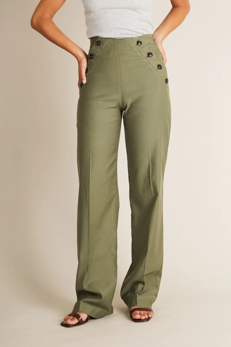 Pantalon à pont kaki