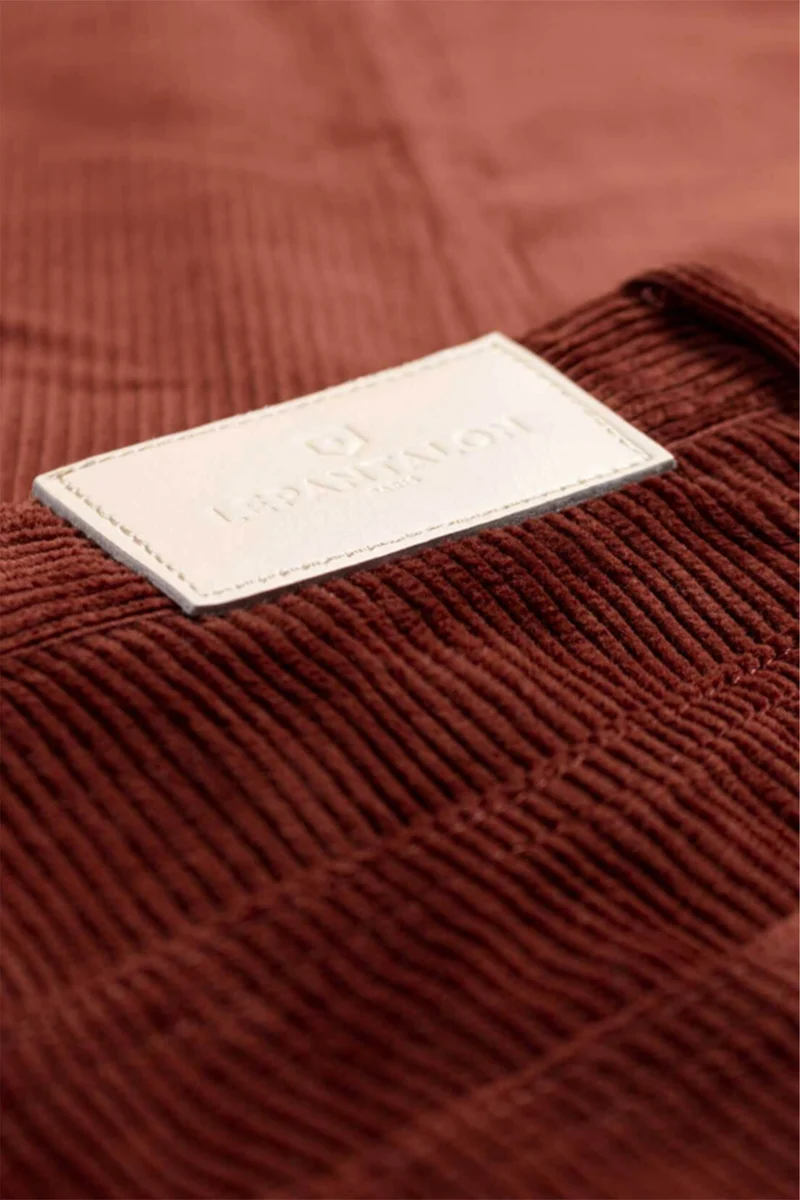 Pantalon en velours droit rouge brique