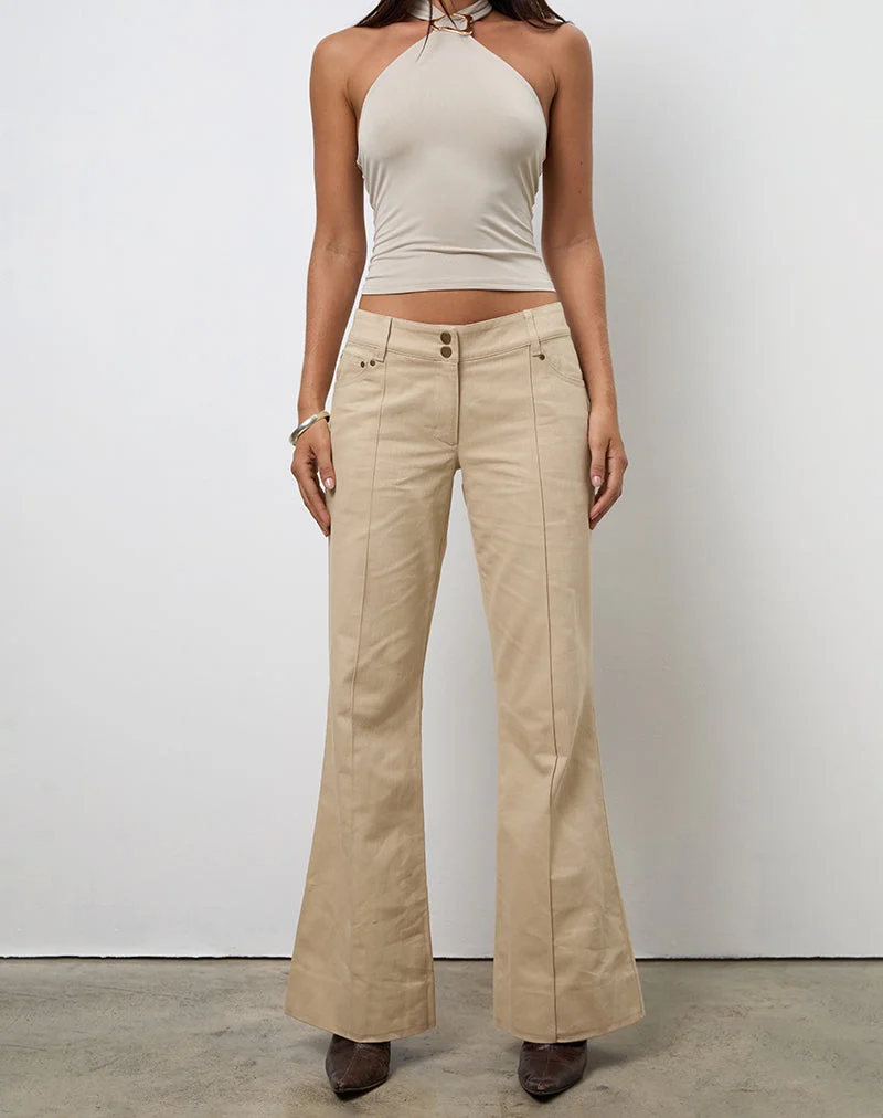 Pantalon slim Lintira en sergé sable