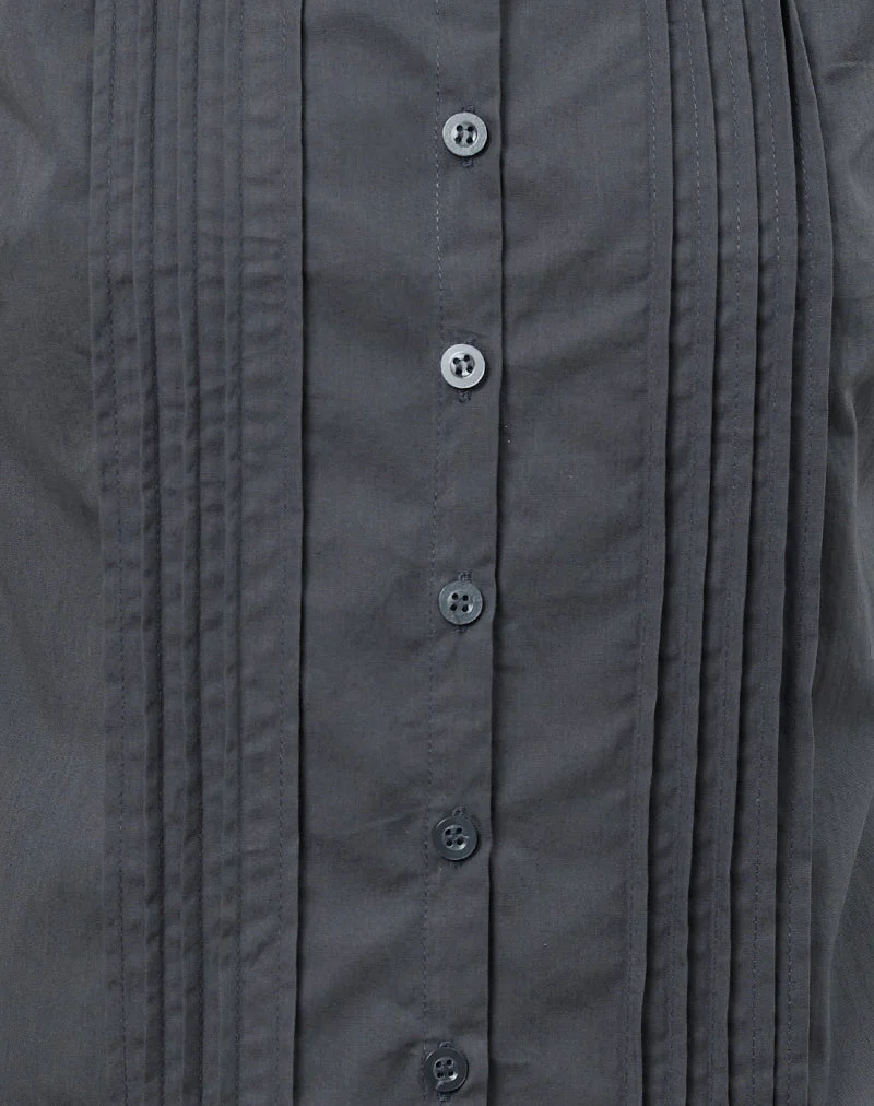 Chemisier Yara en popeline gris anthracite