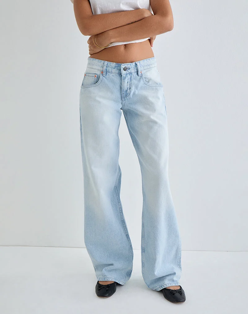 Jean parallèle à taille basse, bleu ciel