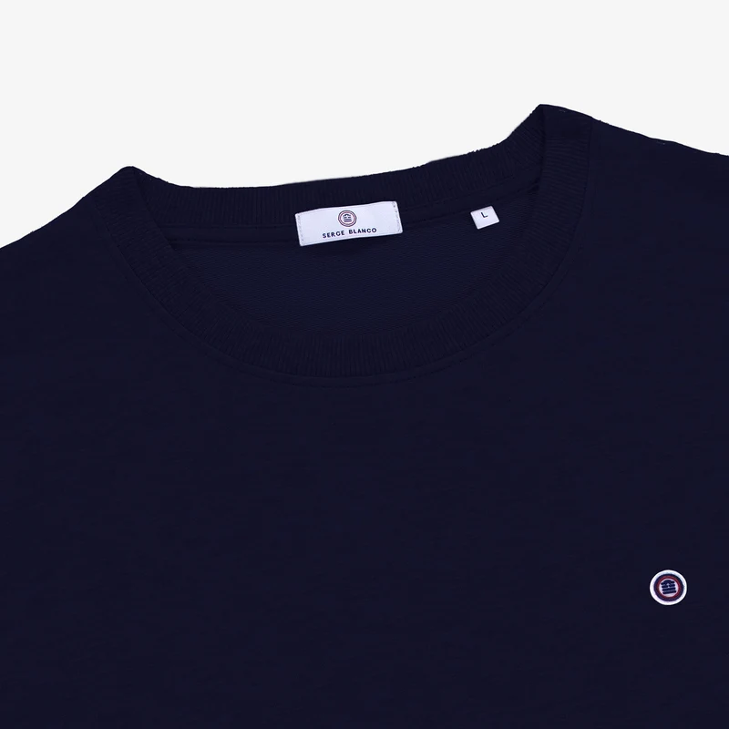 Sweat col rond Swim en coton bleu marine
