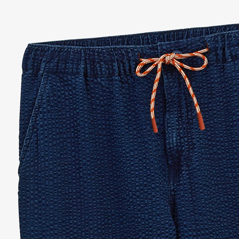 Pantalon 555 en seersucker avec taille élastiquée bleu indigo