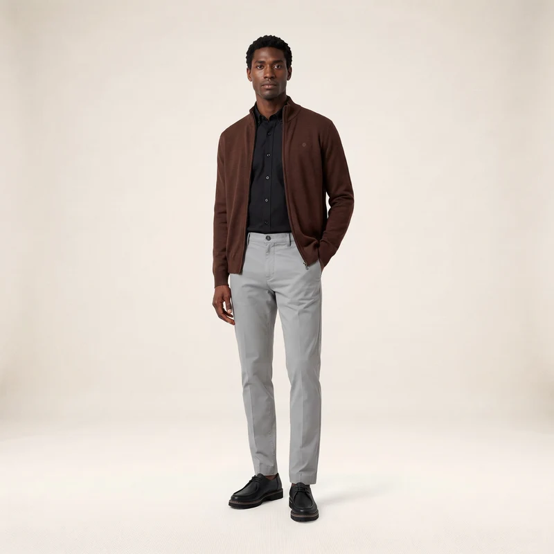 Pantalon coupe confort coton stretch gris 702