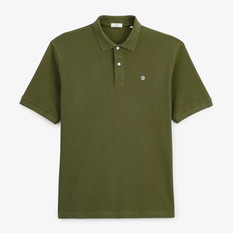 Polo piqué manches courtes 100% coton vert kaki Lucas