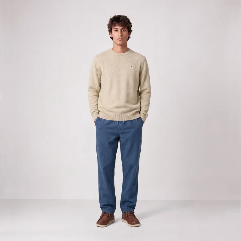 Pantalon coton taille élastiquée bleu 551 SBPLAY