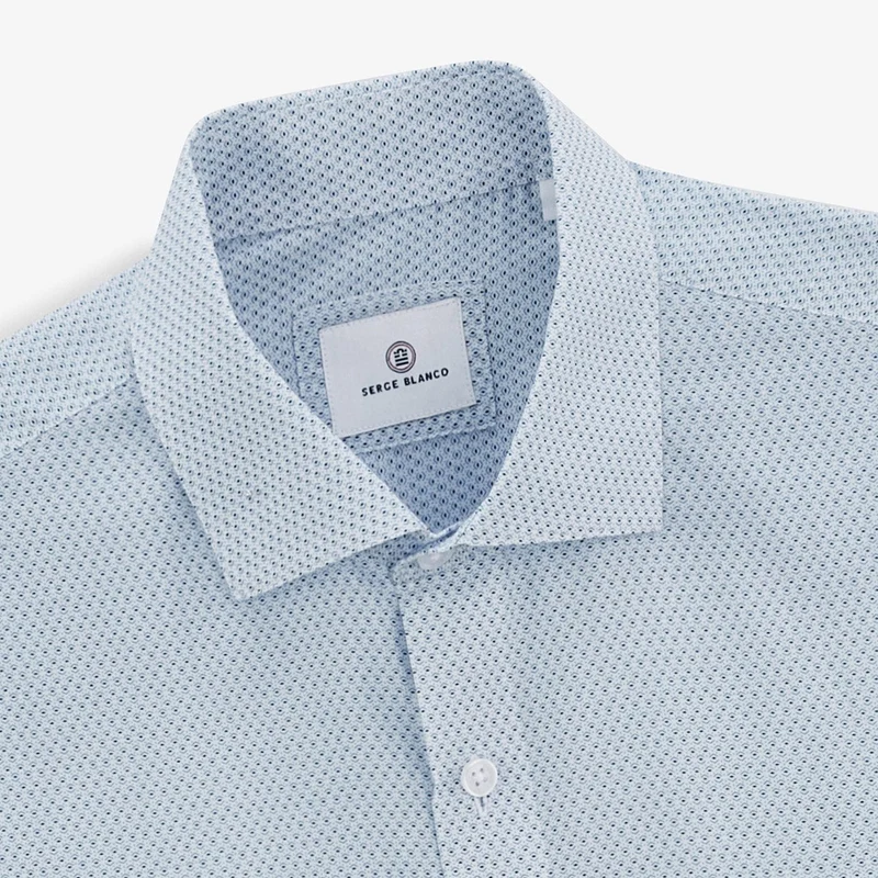Chemise Charles micro motif bleue