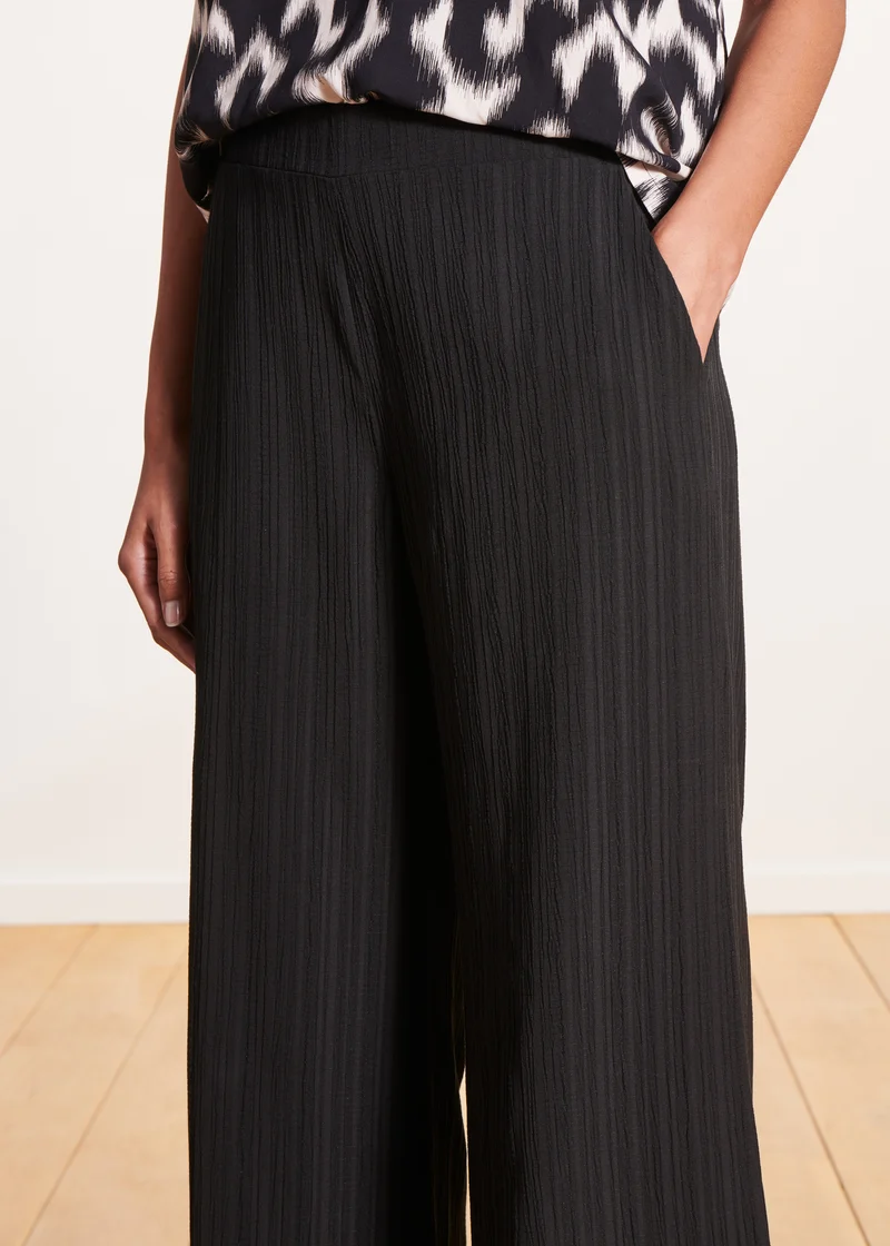 Pantalon large noir taille élastiquée
