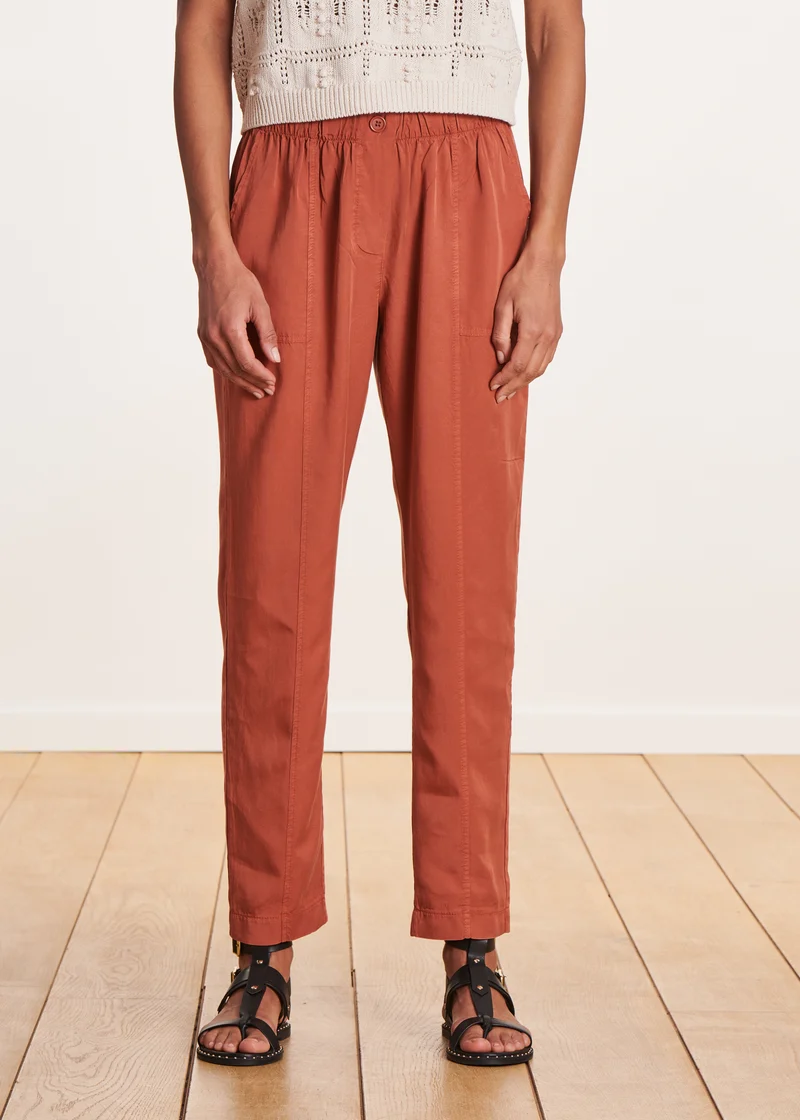 Pantalon fluide corail en lyocell