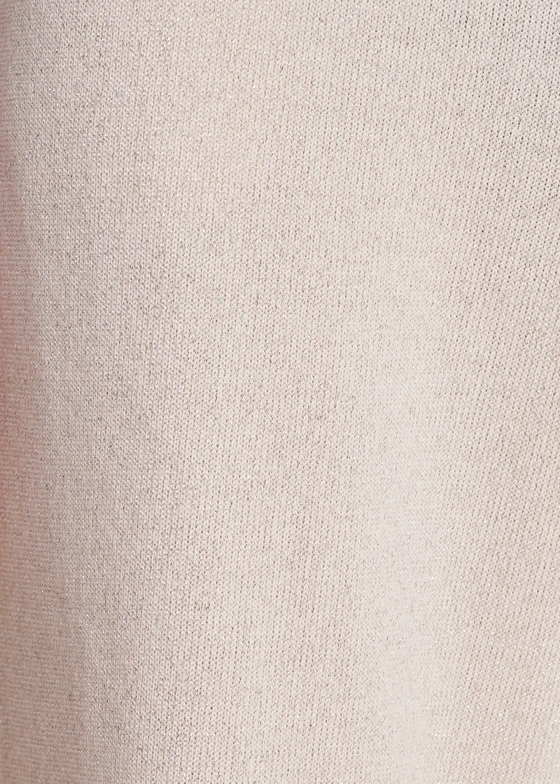 Pantalon large écru en maille à taille élastiquée