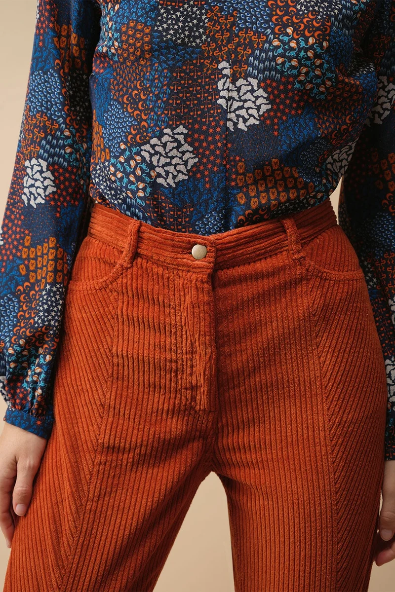Pantalon Idéaliste en velours Citrouille