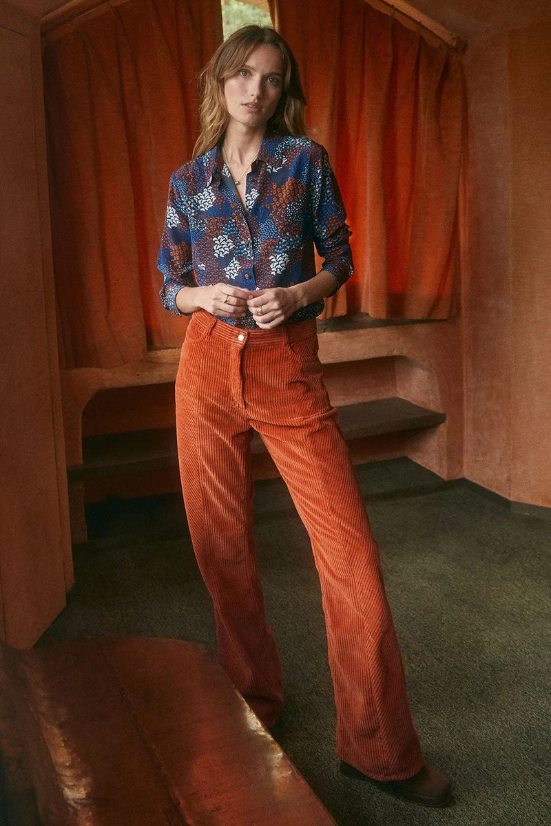 Pantalon Idéaliste en velours Citrouille