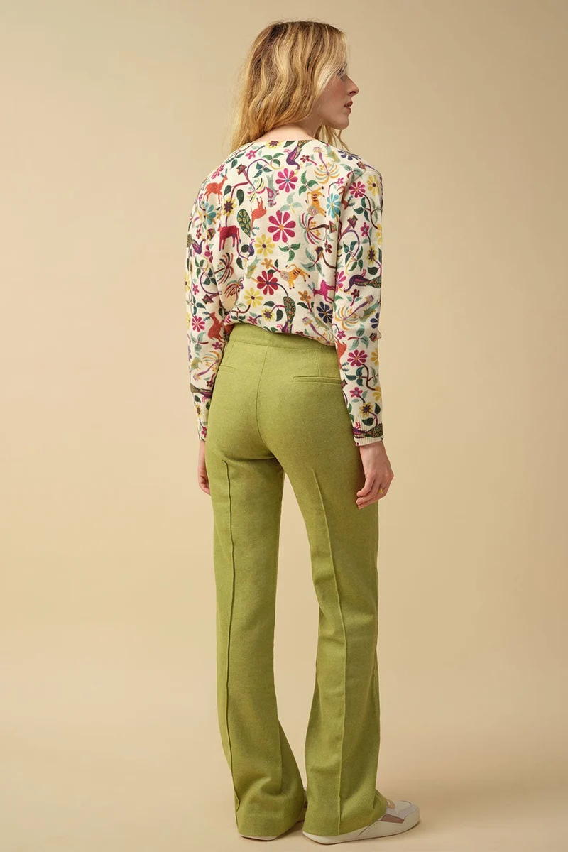 Pantalon Enchanteur en laine Vert Pistache