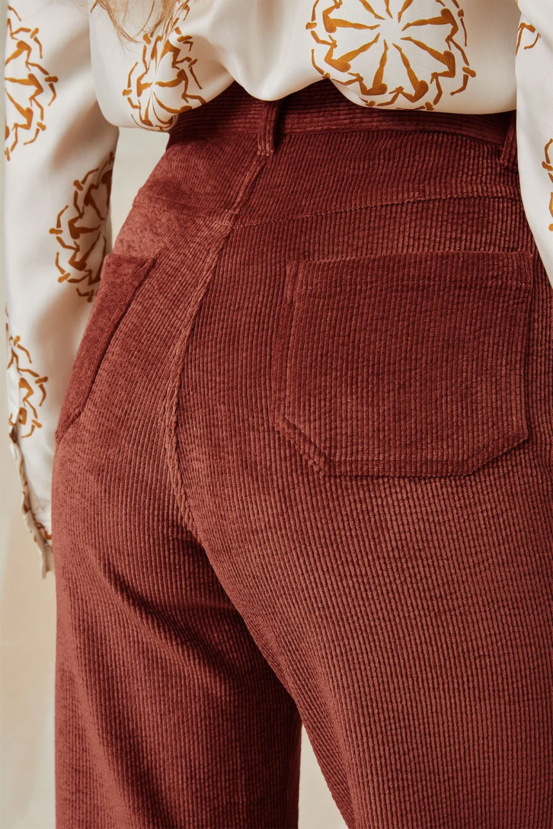 Pantalon Idéaliste en velours Châtaigne
