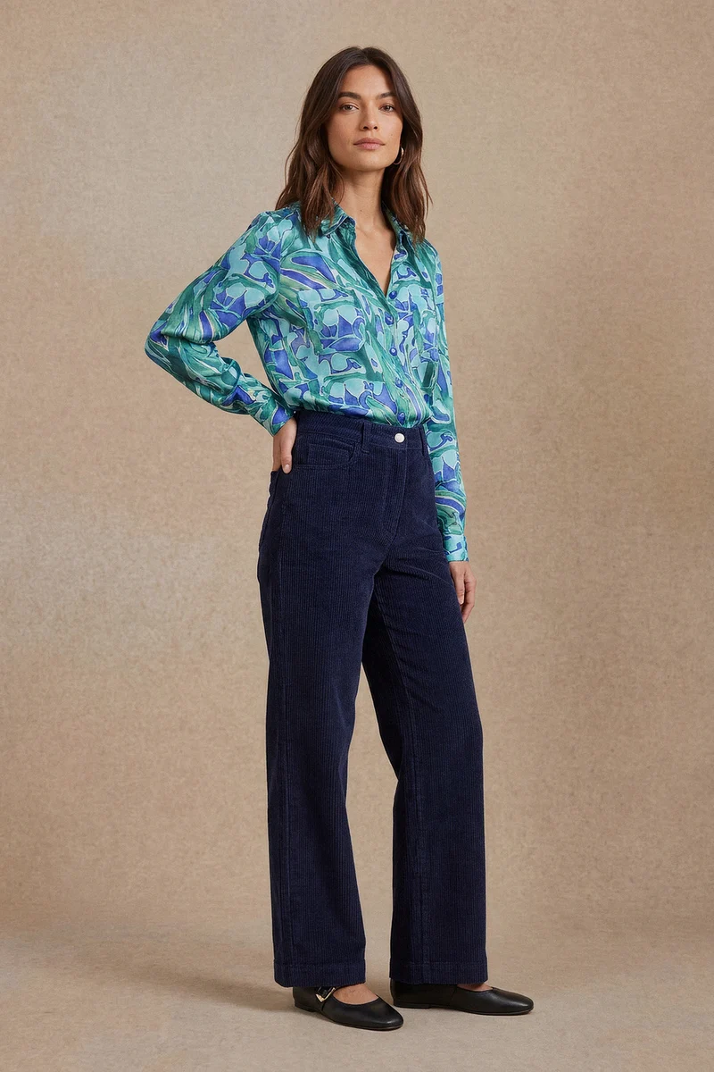 Pantalon Idéaliste en velours Bleu Nuit
