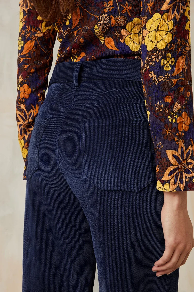 Pantalon Idéaliste en velours Bleu Nuit
