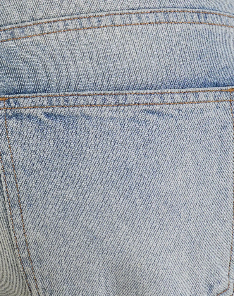 Jean ample à taille basse, délavé bleu brise