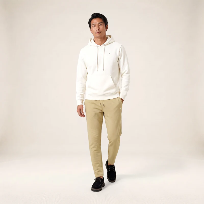 Sweat à capuche Samson en coton molletonné blanc