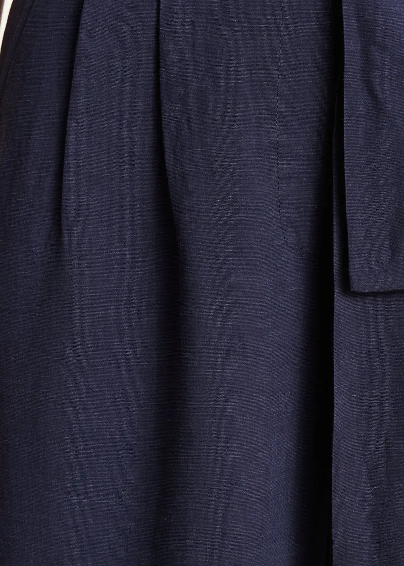 Pantalon large bleu foncé habillé à taille haute