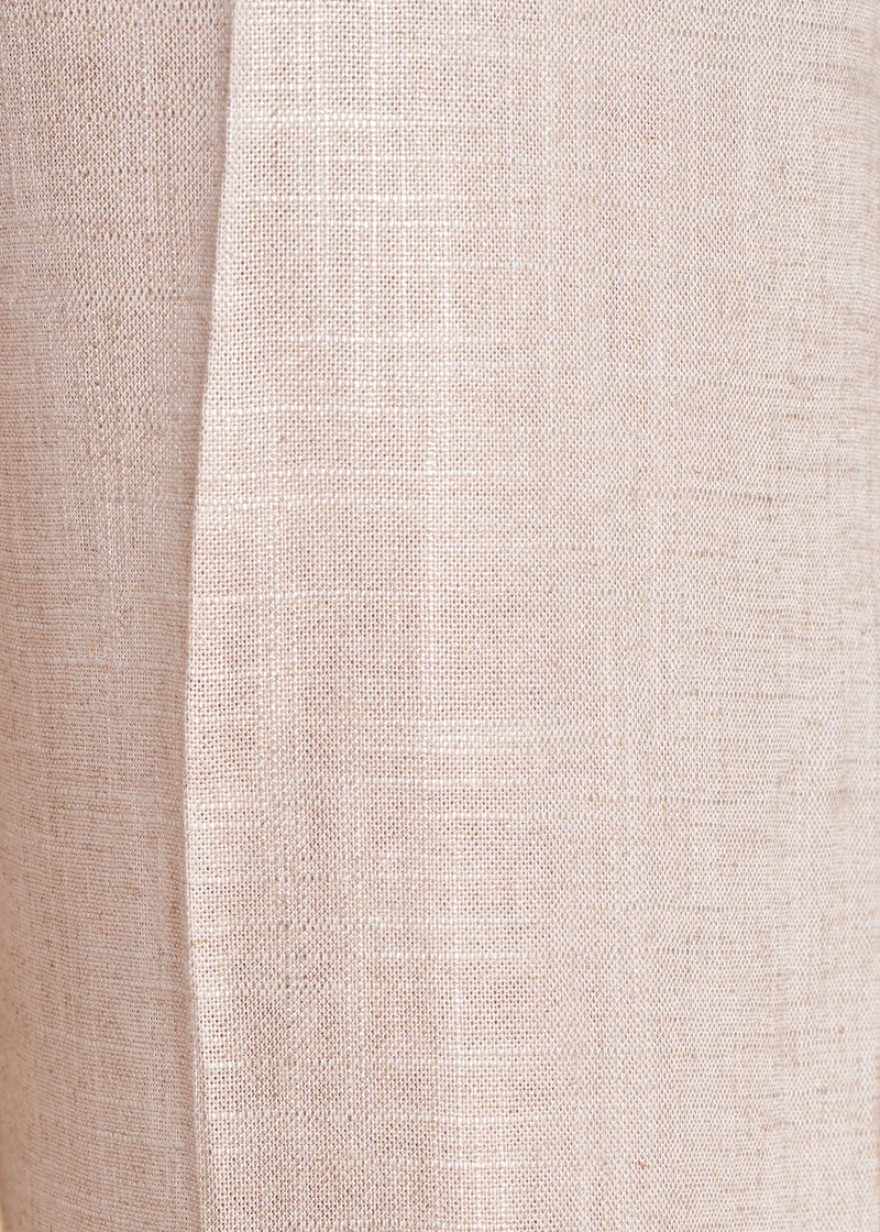 Pantalon droit habillé beige en lin irisé
